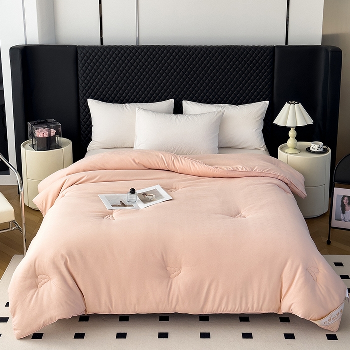 91家纺网 家纺一手货源 找家纺 置顶家纺 2024新款贡缎提花大豆纤维被子被芯--实拍图 串串格-温馨玉色