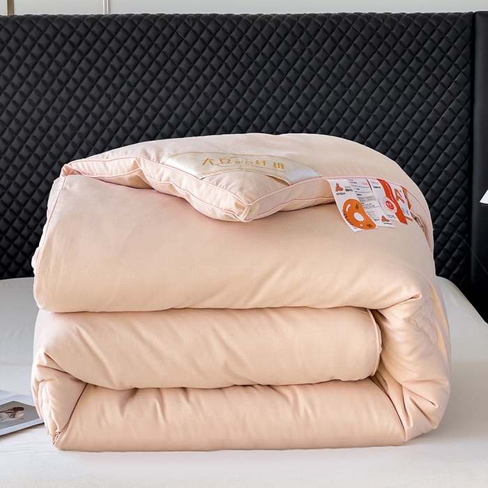 91家纺网 家纺一手货源 找家纺 置顶家纺 2024新款贡缎提花大豆纤维被子被芯--实拍图 串串格-温馨玉色