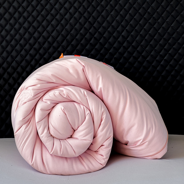 91家纺网 家纺一手货源 找家纺 置顶家纺 2024新款贡缎提花大豆纤维被子被芯--实拍图 串串格-果粉