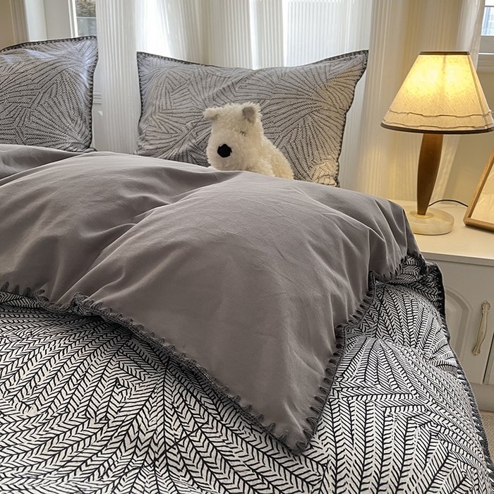 91家纺网 家纺一手货源 找家纺 置顶家纺 2024新款亲肤加厚磨毛四件套-觅咖 觅咖-灰色