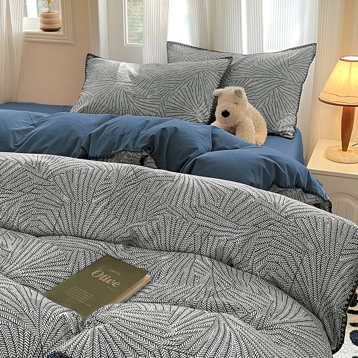 91家纺网 家纺一手货源 找家纺 置顶家纺 2024新款亲肤加厚磨毛四件套-觅咖 觅咖-蓝灰