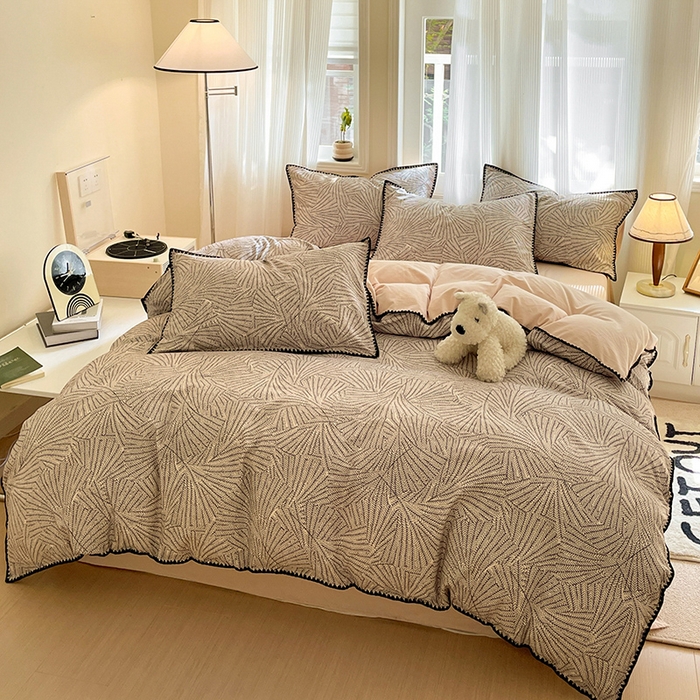 91家纺网 家纺一手货源 找家纺 置顶家纺 2024新款亲肤加厚磨毛四件套-觅咖 觅咖-浅香槟