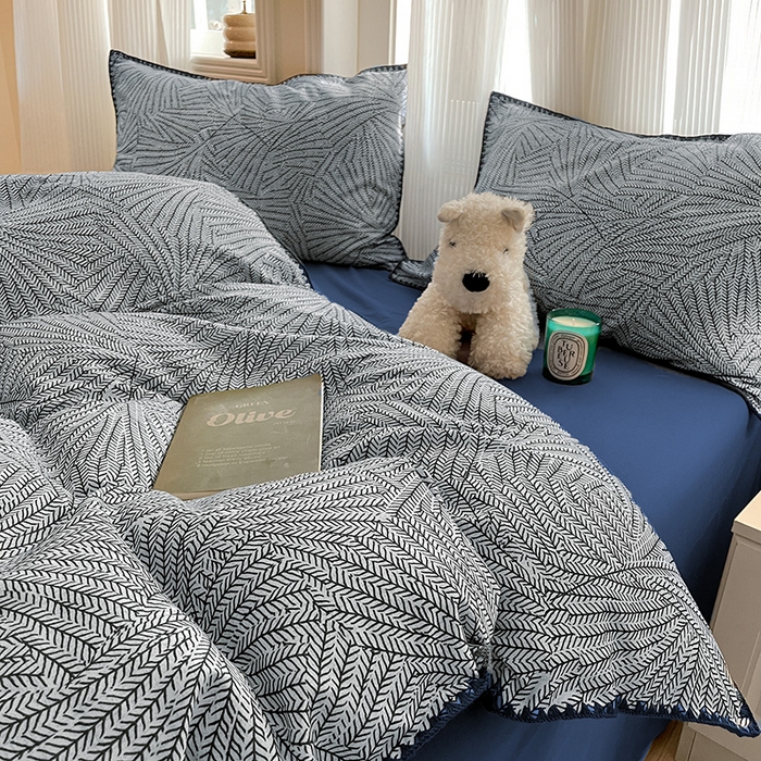 91家纺网 家纺一手货源 找家纺 置顶家纺 2024新款亲肤加厚磨毛四件套-觅咖 觅咖-蓝灰