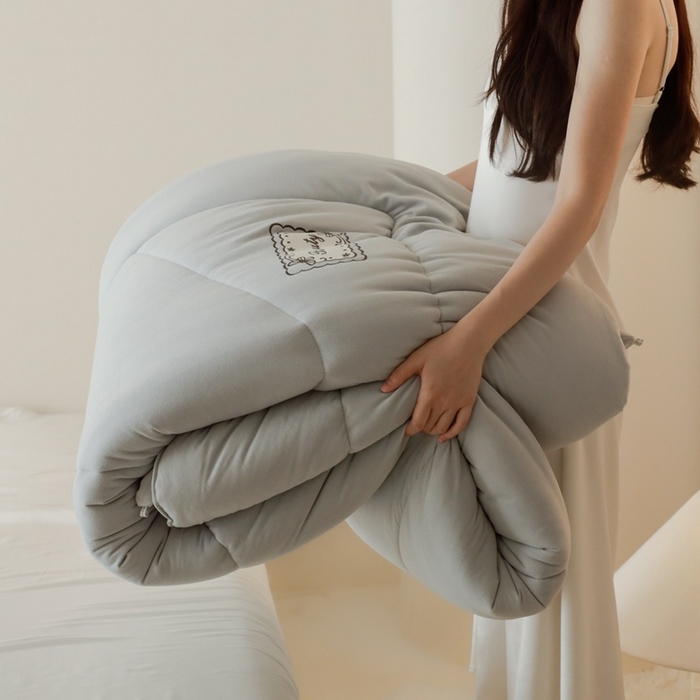 91家纺网 家纺一手货源 找家纺 申龙家纺 2025新款火岩暖绒冬被 雅士灰