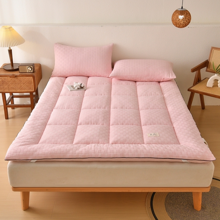91家纺网 家纺一手货源 找家纺 培童家纺 2025华夫格床垫四季款学生宿舍单人床褥子榻榻米双人家用软床垫 华夫格-粉
