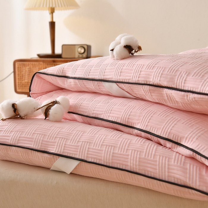 91家纺网 家纺一手货源 找家纺 培童家纺 2025华夫格床垫四季款学生宿舍单人床褥子榻榻米双人家用软床垫 华夫格-粉