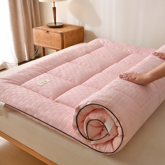 91家纺网 家纺一手货源 找家纺 培童家纺 2025华夫格床垫四季款学生宿舍单人床褥子榻榻米双人家用软床垫 华夫格-粉