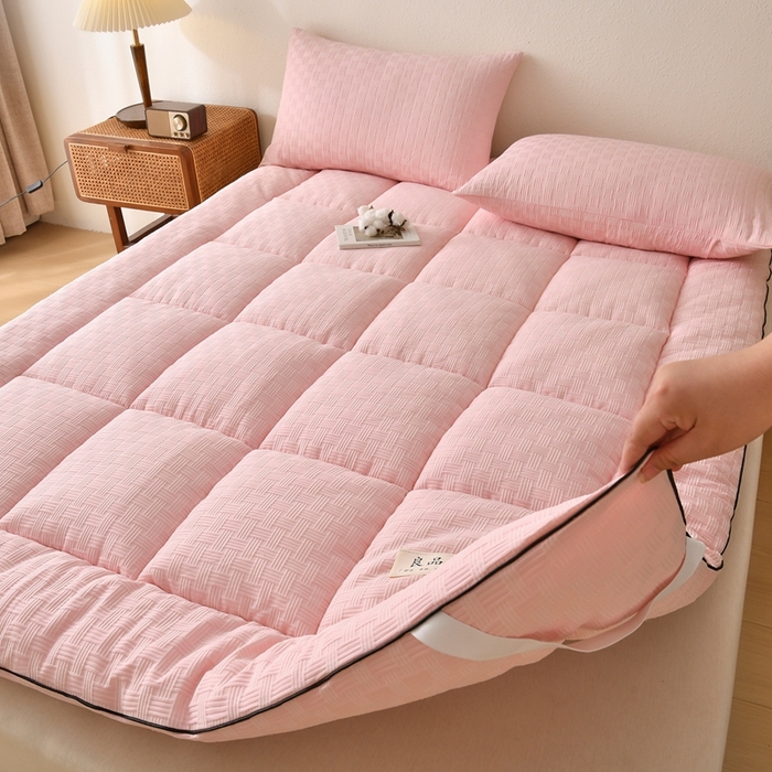 91家纺网 家纺一手货源 找家纺 培童家纺 2025华夫格床垫四季款学生宿舍单人床褥子榻榻米双人家用软床垫 华夫格-粉