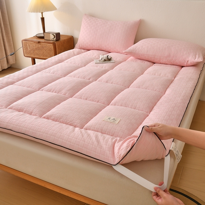 91家纺网 家纺一手货源 找家纺 培童家纺 2025华夫格床垫四季款学生宿舍单人床褥子榻榻米双人家用软床垫 华夫格-粉