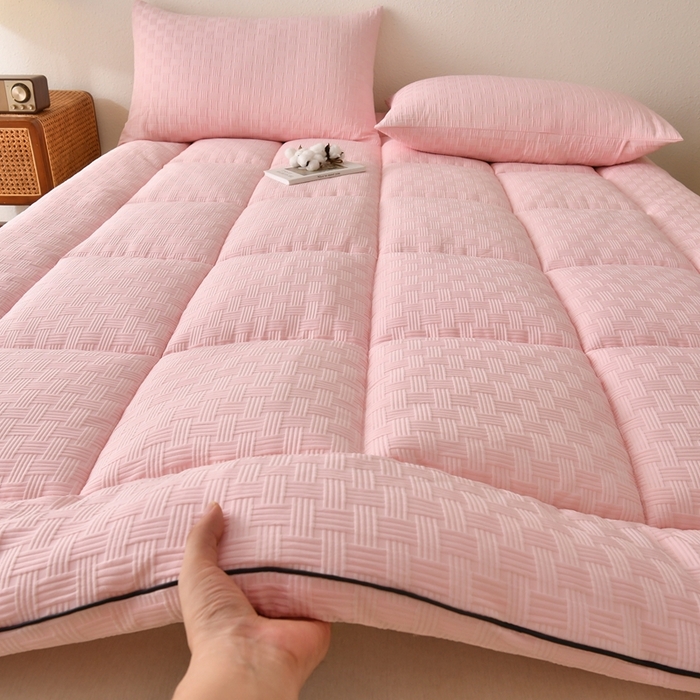 91家纺网 家纺一手货源 找家纺 培童家纺 2025华夫格床垫四季款学生宿舍单人床褥子榻榻米双人家用软床垫 华夫格-粉