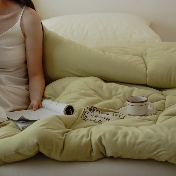 91家纺网 家纺一手货源 找家纺 申龙家纺 2025新款火岩暖绒冬被 初春绿