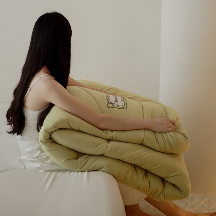 91家纺网 家纺一手货源 找家纺 申龙家纺 2025新款火岩暖绒冬被 初春绿