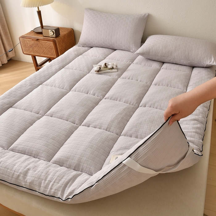 91家纺网 家纺一手货源 找家纺 培童家纺 2025华夫格床垫四季款学生宿舍单人床褥子榻榻米双人家用软床垫 华夫格-灰