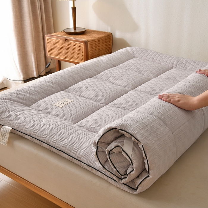 91家纺网 家纺一手货源 找家纺 培童家纺 2025华夫格床垫四季款学生宿舍单人床褥子榻榻米双人家用软床垫 华夫格-灰