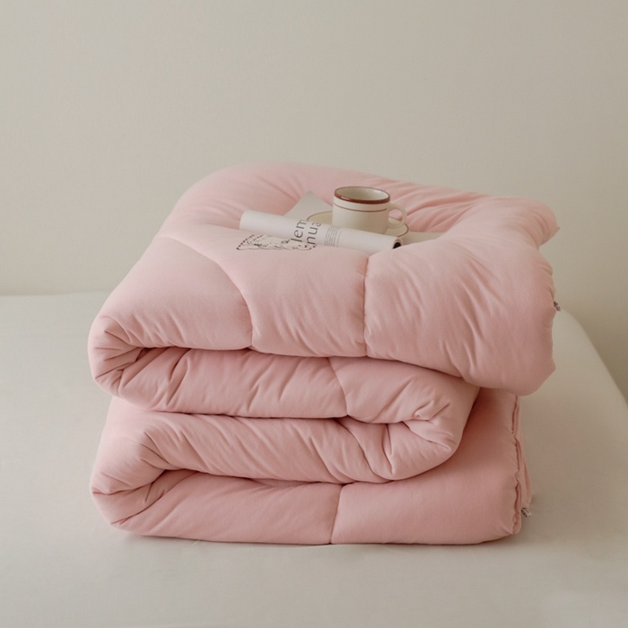 91家纺网 家纺一手货源 找家纺 申龙家纺 2025新款火岩暖绒冬被 木兰粉