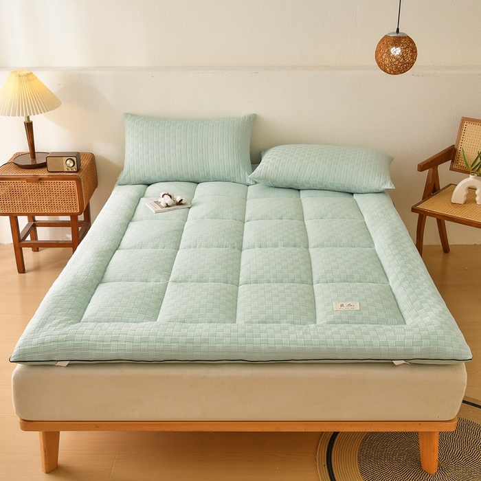 91家纺网 家纺一手货源 找家纺 培童家纺 2025华夫格床垫四季款学生宿舍单人床褥子榻榻米双人家用软床垫 华夫格-绿