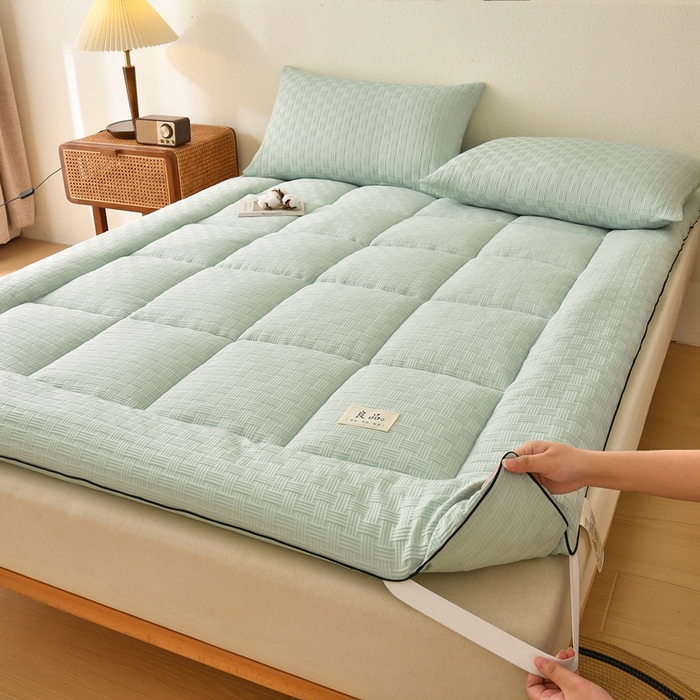 91家纺网 家纺一手货源 找家纺 培童家纺 2025华夫格床垫四季款学生宿舍单人床褥子榻榻米双人家用软床垫 华夫格-绿