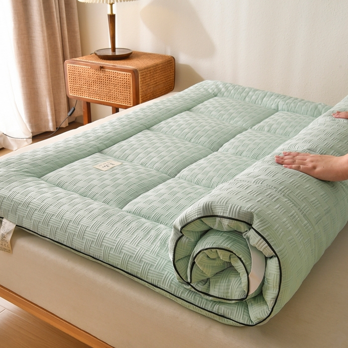 91家纺网 家纺一手货源 找家纺 培童家纺 2025华夫格床垫四季款学生宿舍单人床褥子榻榻米双人家用软床垫 华夫格-绿