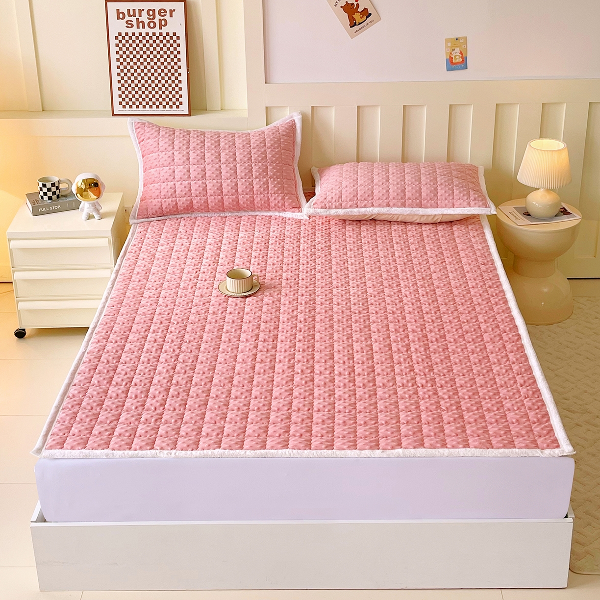 （总）金鑫汇家纺 2025秋冬纯色豆豆绒床褥垫系列-成人床