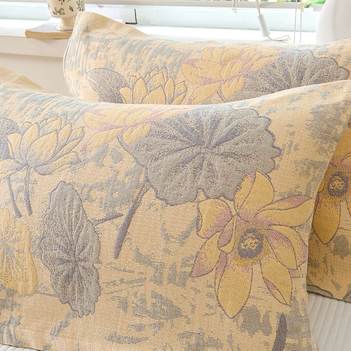 91家纺网 家纺一手货源 找家纺 棠薇家纺 2025新款纯棉枕巾一对装男生100全棉枕头巾防头油轻奢高级感棉麻手感 荷塘月色