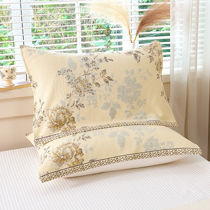 91家纺网 家纺一手货源 找家纺 棠薇家纺 2025新款纯棉枕巾一对装男生100全棉枕头巾防头油轻奢高级感棉麻手感 春暖花开