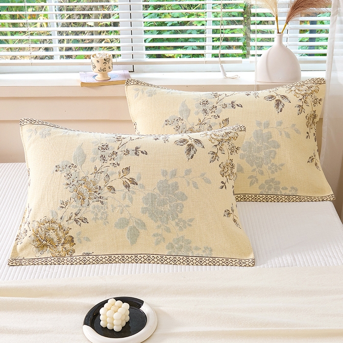 91家纺网 家纺一手货源 找家纺 棠薇家纺 2025新款纯棉枕巾一对装男生100全棉枕头巾防头油轻奢高级感棉麻手感 春暖花开