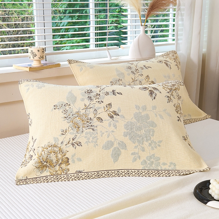 91家纺网 家纺一手货源 找家纺 棠薇家纺 2025新款纯棉枕巾一对装男生100全棉枕头巾防头油轻奢高级感棉麻手感 春暖花开