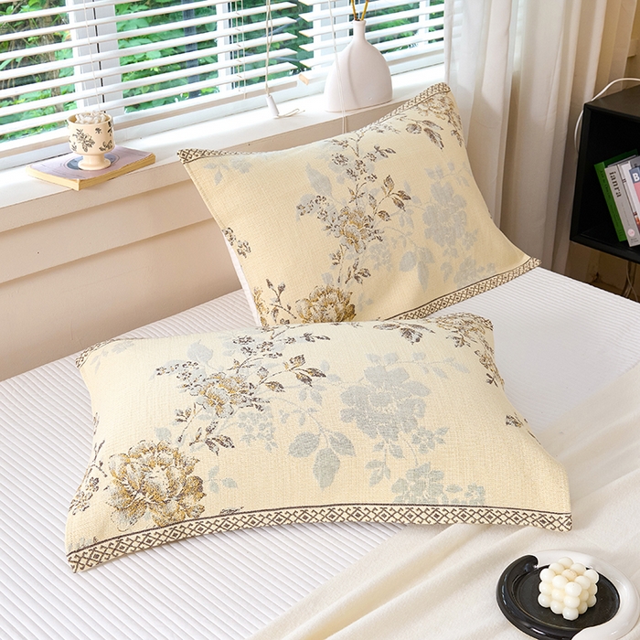 91家纺网 家纺一手货源 找家纺 棠薇家纺 2025新款纯棉枕巾一对装男生100全棉枕头巾防头油轻奢高级感棉麻手感 春暖花开