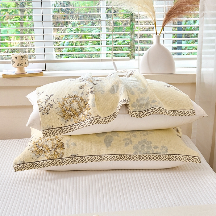 91家纺网 家纺一手货源 找家纺 棠薇家纺 2025新款纯棉枕巾一对装男生100全棉枕头巾防头油轻奢高级感棉麻手感 春暖花开