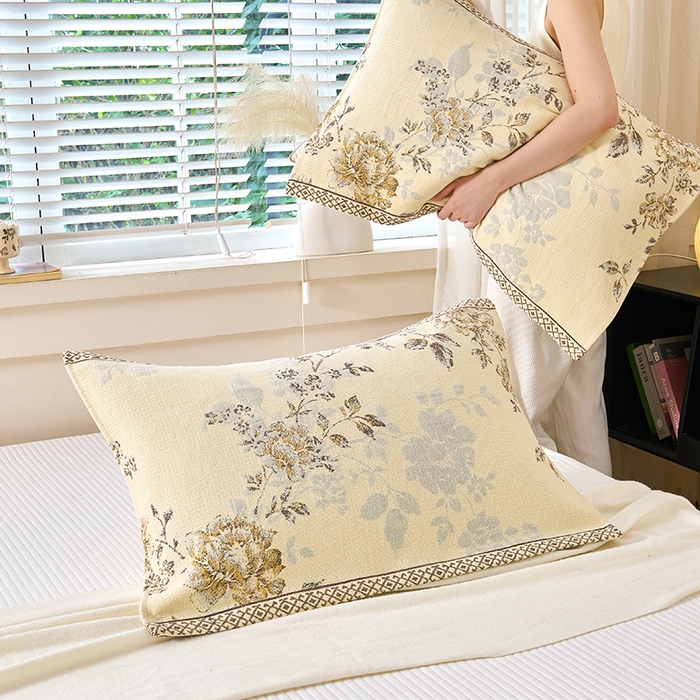 91家纺网 家纺一手货源 找家纺 棠薇家纺 2025新款纯棉枕巾一对装男生100全棉枕头巾防头油轻奢高级感棉麻手感 春暖花开