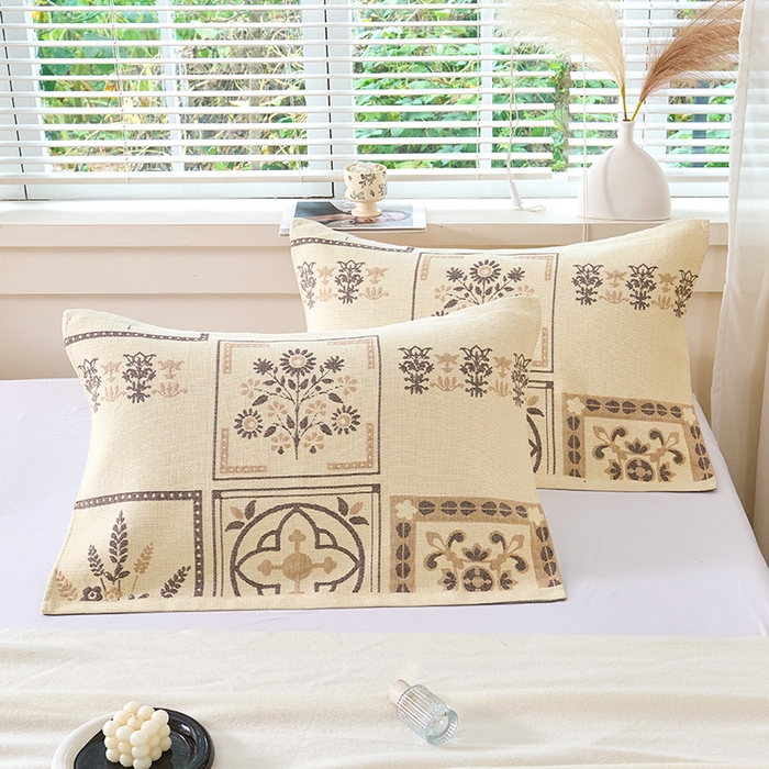 91家纺网 家纺一手货源 找家纺 棠薇家纺 2025新款纯棉枕巾一对装男生100全棉枕头巾防头油轻奢高级感棉麻手感 花卉