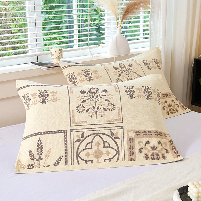 91家纺网 家纺一手货源 找家纺 棠薇家纺 2025新款纯棉枕巾一对装男生100全棉枕头巾防头油轻奢高级感棉麻手感 花卉