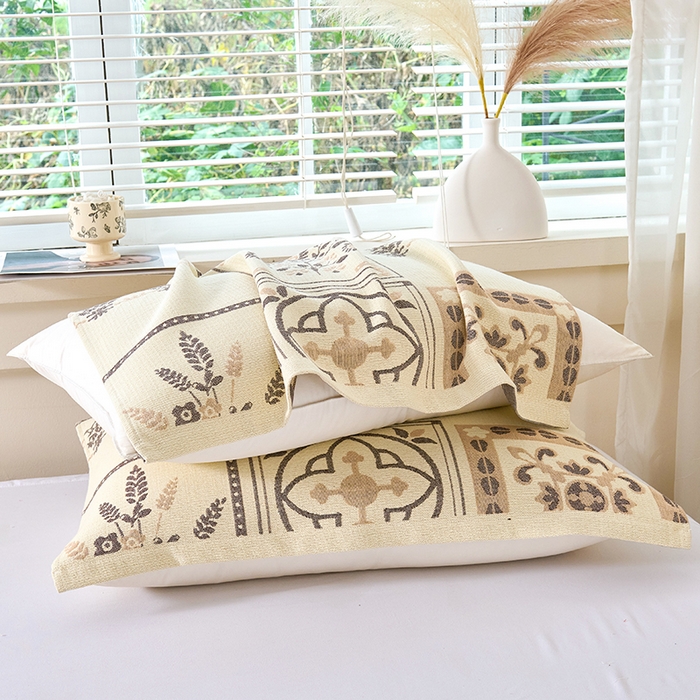 91家纺网 家纺一手货源 找家纺 棠薇家纺 2025新款纯棉枕巾一对装男生100全棉枕头巾防头油轻奢高级感棉麻手感 花卉