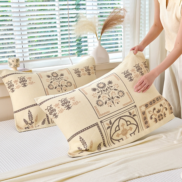 91家纺网 家纺一手货源 找家纺 棠薇家纺 2025新款纯棉枕巾一对装男生100全棉枕头巾防头油轻奢高级感棉麻手感 花卉