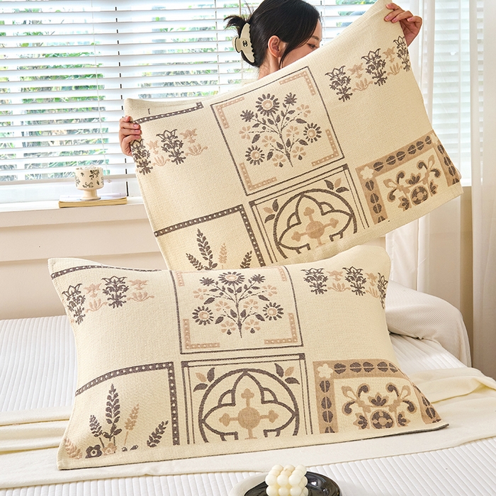 91家纺网 家纺一手货源 找家纺 棠薇家纺 2025新款纯棉枕巾一对装男生100全棉枕头巾防头油轻奢高级感棉麻手感 花卉