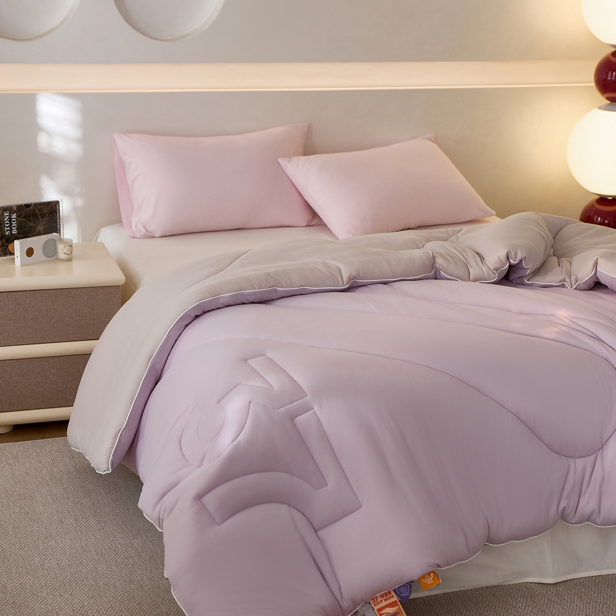 91家纺网 家纺一手货源 找家纺 安莱生活 2025新品37度恒温被被子被芯-风格一 恒温被-紫