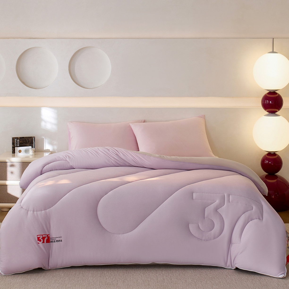 91家纺网 家纺一手货源 找家纺 安莱生活 2025新品37度恒温被被子被芯-风格一 恒温被-紫