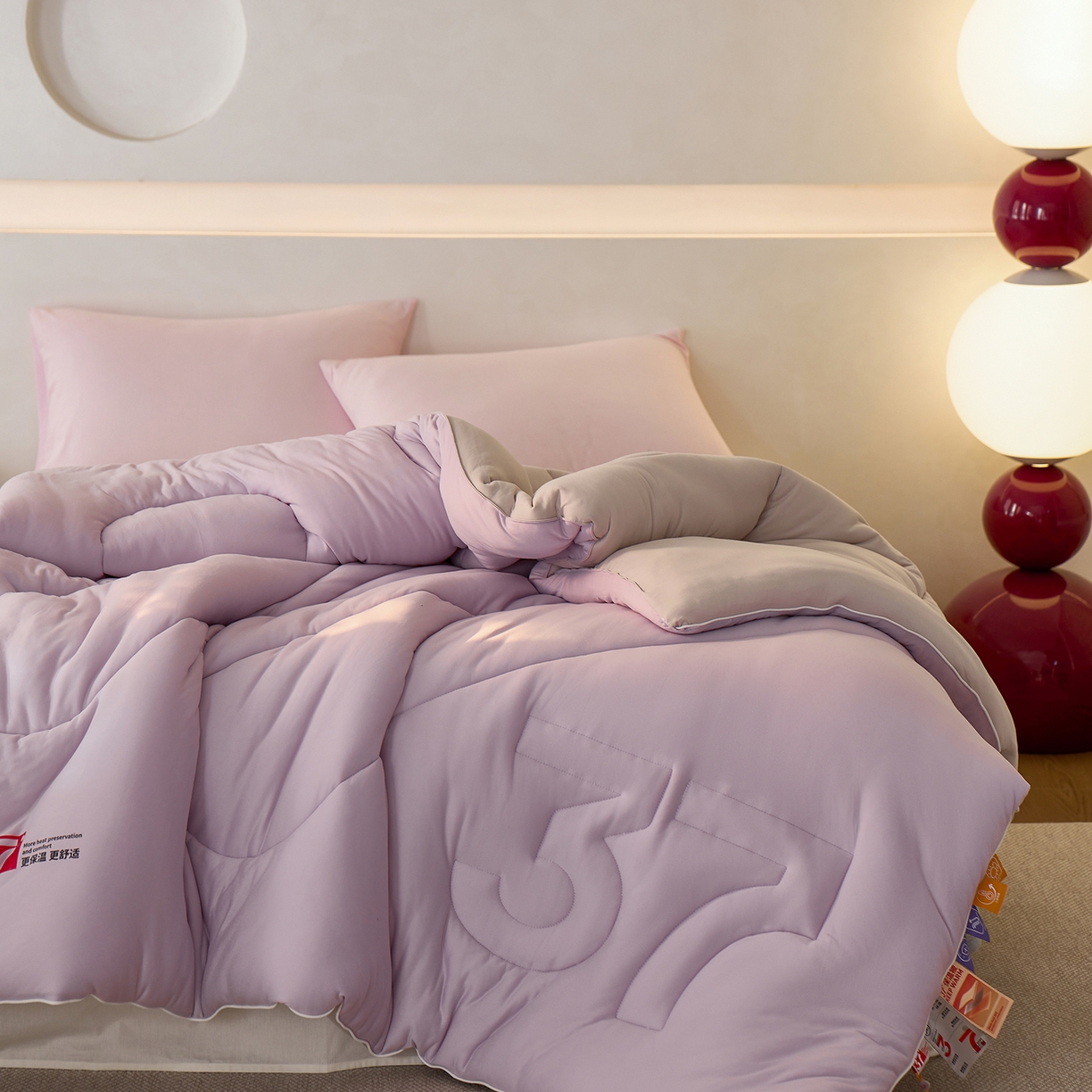 91家纺网 家纺一手货源 找家纺 安莱生活 2025新品37度恒温被被子被芯-风格一 恒温被-紫