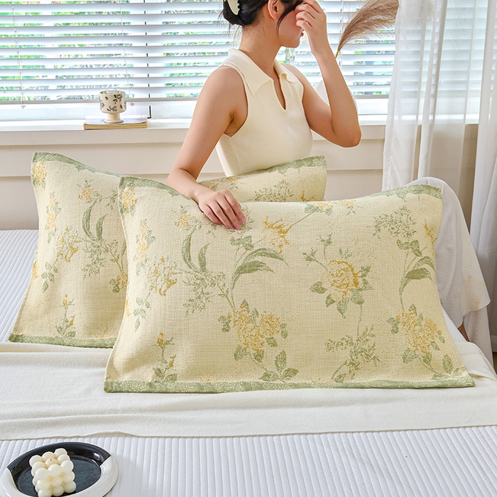 91家纺网 家纺一手货源 找家纺 棠薇家纺 2025新款纯棉枕巾一对装男生100全棉枕头巾防头油轻奢高级感棉麻手感 俏佳人