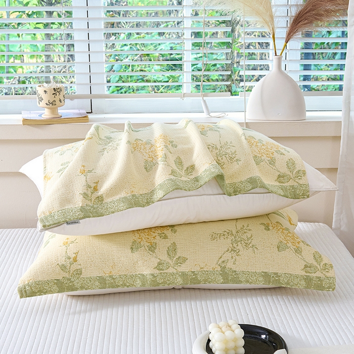 91家纺网 家纺一手货源 找家纺 棠薇家纺 2025新款纯棉枕巾一对装男生100全棉枕头巾防头油轻奢高级感棉麻手感 俏佳人