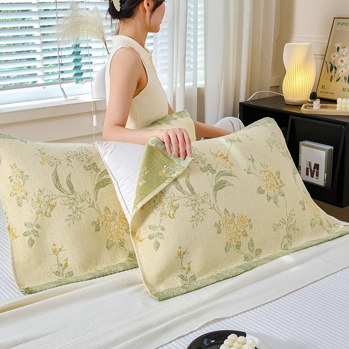 91家纺网 家纺一手货源 找家纺 棠薇家纺 2025新款纯棉枕巾一对装男生100全棉枕头巾防头油轻奢高级感棉麻手感 俏佳人