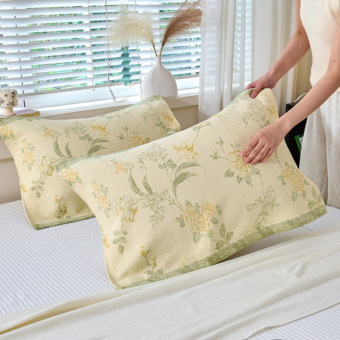 91家纺网 家纺一手货源 找家纺 棠薇家纺 2025新款纯棉枕巾一对装男生100全棉枕头巾防头油轻奢高级感棉麻手感 俏佳人