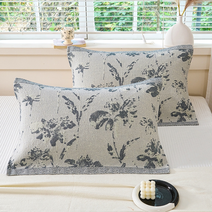 91家纺网 家纺一手货源 找家纺 棠薇家纺 2025新款纯棉枕巾一对装男生100全棉枕头巾防头油轻奢高级感棉麻手感 水墨丹青