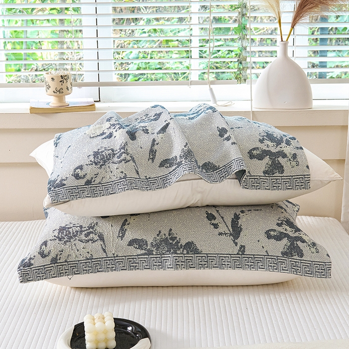 91家纺网 家纺一手货源 找家纺 棠薇家纺 2025新款纯棉枕巾一对装男生100全棉枕头巾防头油轻奢高级感棉麻手感 水墨丹青