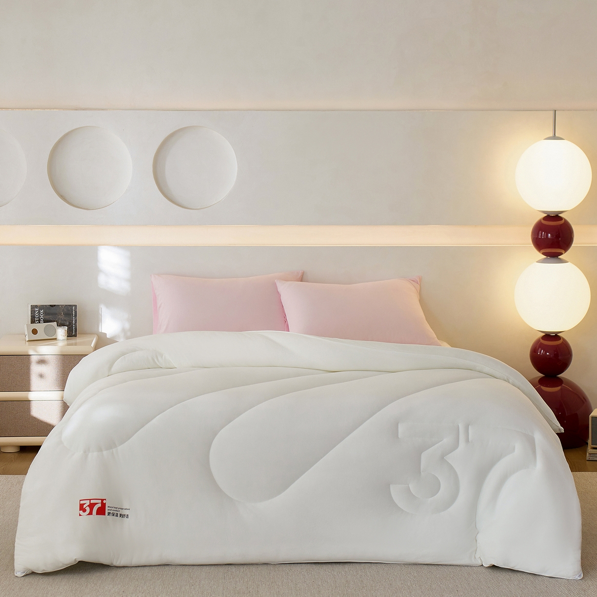 91家纺网 家纺一手货源 找家纺 安莱生活 2025新品37度恒温被被子被芯-风格一 恒温被-白