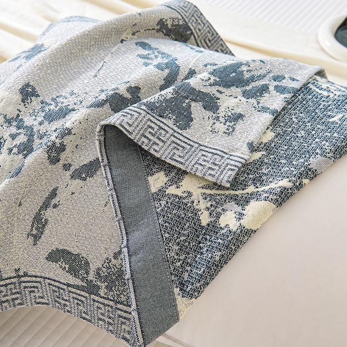 91家纺网 家纺一手货源 找家纺 棠薇家纺 2025新款纯棉枕巾一对装男生100全棉枕头巾防头油轻奢高级感棉麻手感 水墨丹青