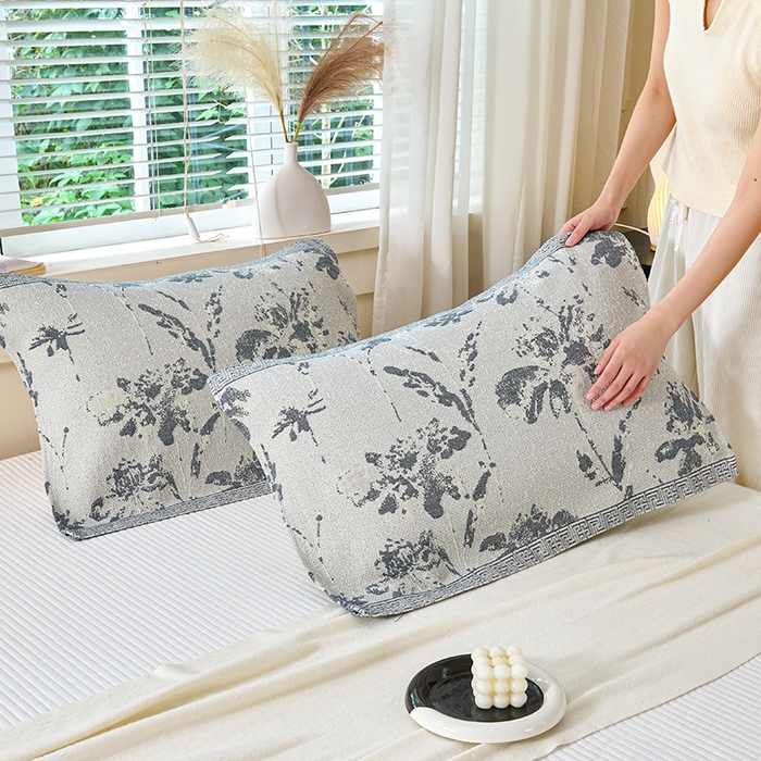 91家纺网 家纺一手货源 找家纺 棠薇家纺 2025新款纯棉枕巾一对装男生100全棉枕头巾防头油轻奢高级感棉麻手感 水墨丹青