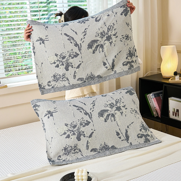 91家纺网 家纺一手货源 找家纺 棠薇家纺 2025新款纯棉枕巾一对装男生100全棉枕头巾防头油轻奢高级感棉麻手感 水墨丹青