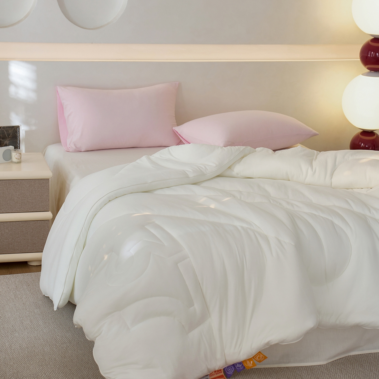 91家纺网 家纺一手货源 找家纺 安莱生活 2025新品37度恒温被被子被芯-风格一 恒温被-白