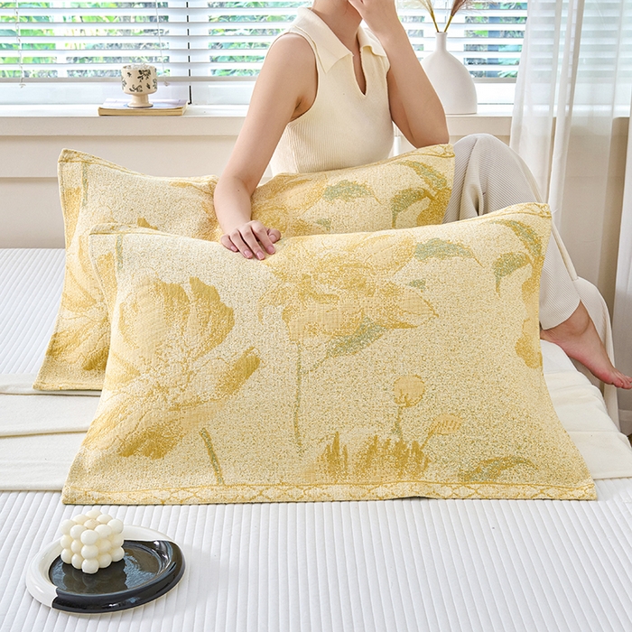 91家纺网 家纺一手货源 找家纺 棠薇家纺 2025新款纯棉枕巾一对装男生100全棉枕头巾防头油轻奢高级感棉麻手感 郁金香